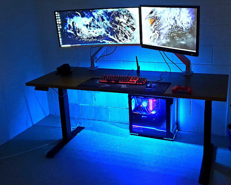 led gaming desk setup