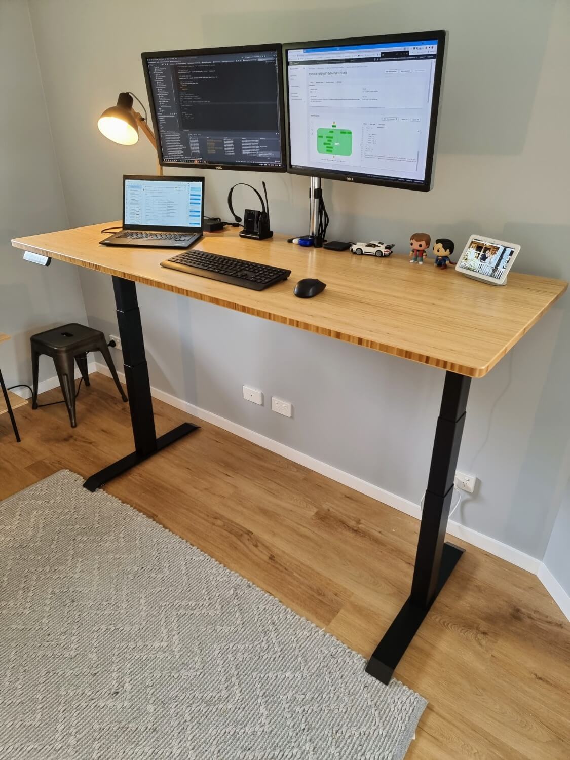 Desky dual sit stand desk bamboo desktop